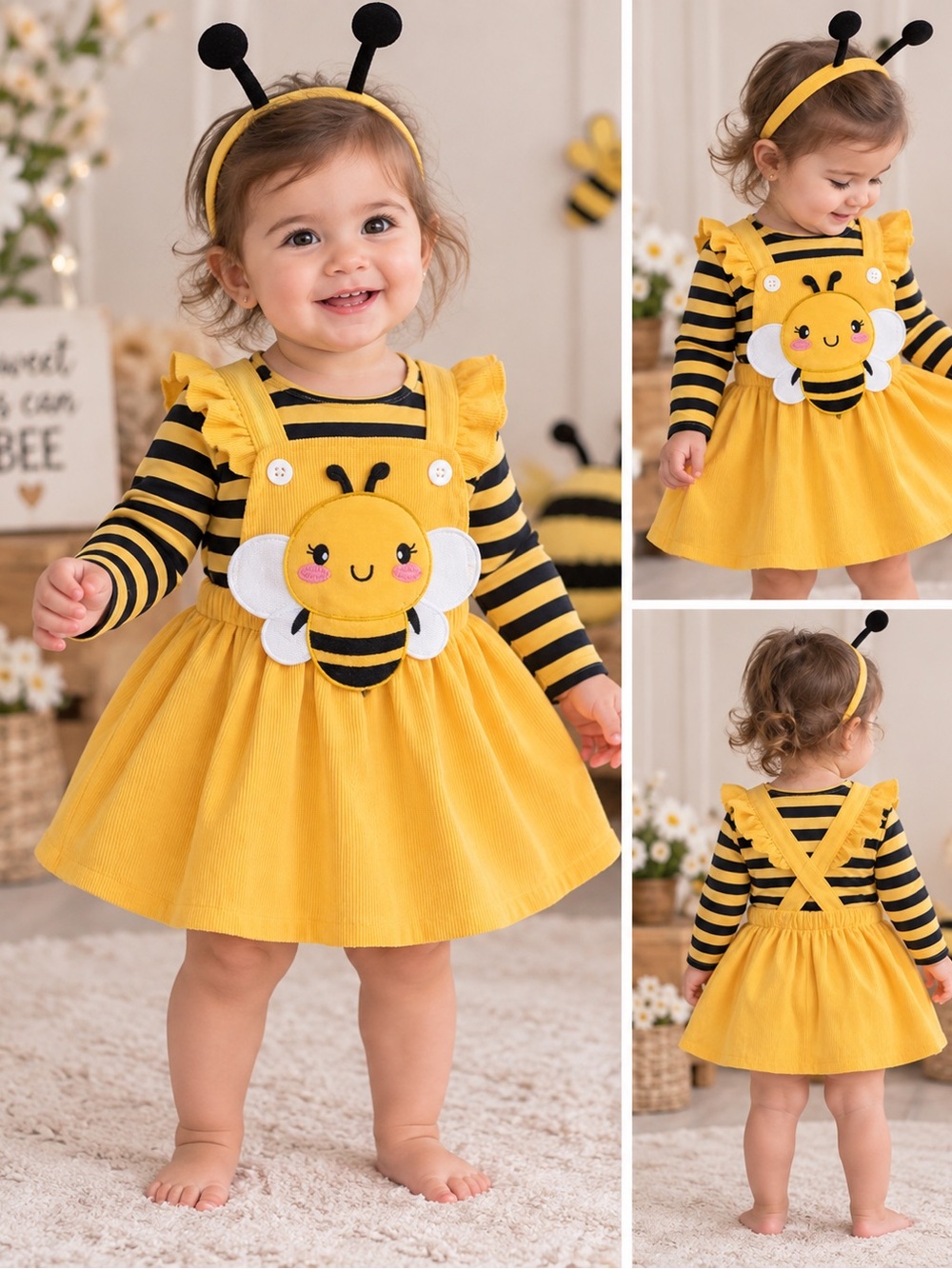 SHEIN Toddler Girls Bee Costume Dress Set 18-24M NWT